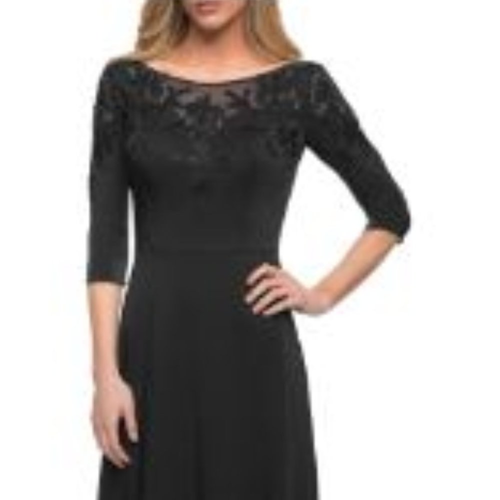 Embroidered Illusion Neck Gown LA FEMME